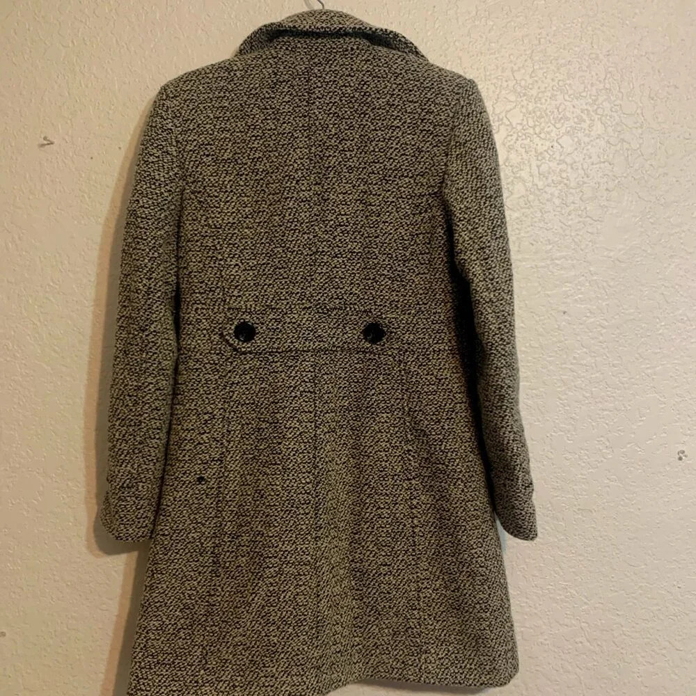 Giacca Black White Wool Blend Tweed Coat Size M Dark Academia